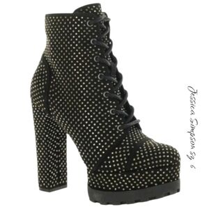 NWT Jessica Simpson Platform sequin Studded Black Boots sz 6